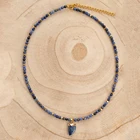 Ожерелье из натурального камня в стиле ретро, кулон ручной работы с синими и Зелеными камнями, хороший подарок для матери, Пляжная бижутерия, лето 2021