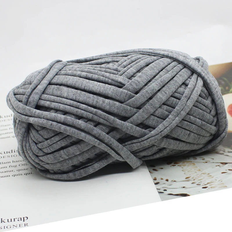 Cotton Cloth T-Shirt Yarns Polyester Handbag Yarn For Winter Bag Carpet Crocheting Grey Wine Approx 2Cmx100G