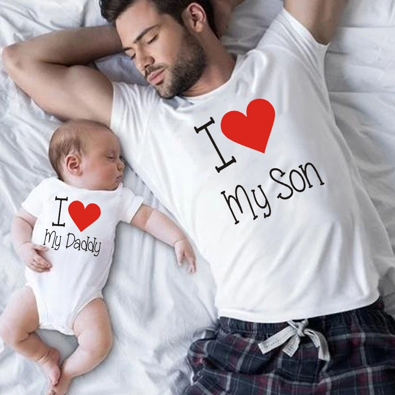 Одинаковые наряды для семьи с надписью I Love My DAD/сын дочь подарок на день отца