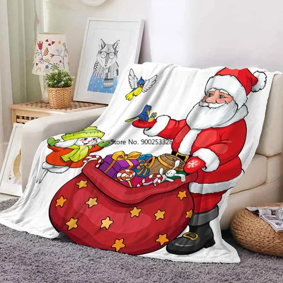 

Santa Claus Printed Flannel Blanket Cartoon Christmas Gifts Coral Fleece Blanket for Bedroom Throw Blanket for Kids Gift Blanket