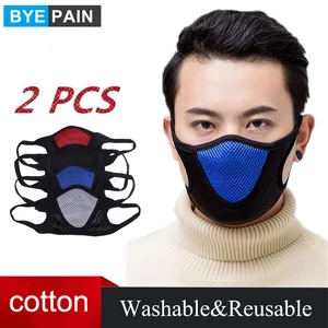 2 шт. BYEPAIN модная черная маска для рта многоразовая маска моющаяся маска для лица Ткань для мужчин и женщин