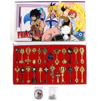 25pcsset fairy tail figures keys of lucy heartfilia celestial spirit magic tools cosplay anime collectible model toys 5 7 5cm