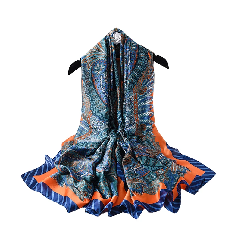 

Женское платье, для весны и лета мягкий шелковый шарф ретро тренд, с принтом «перья», женский сексуальный шейный Защита солнцезащитный крем ...