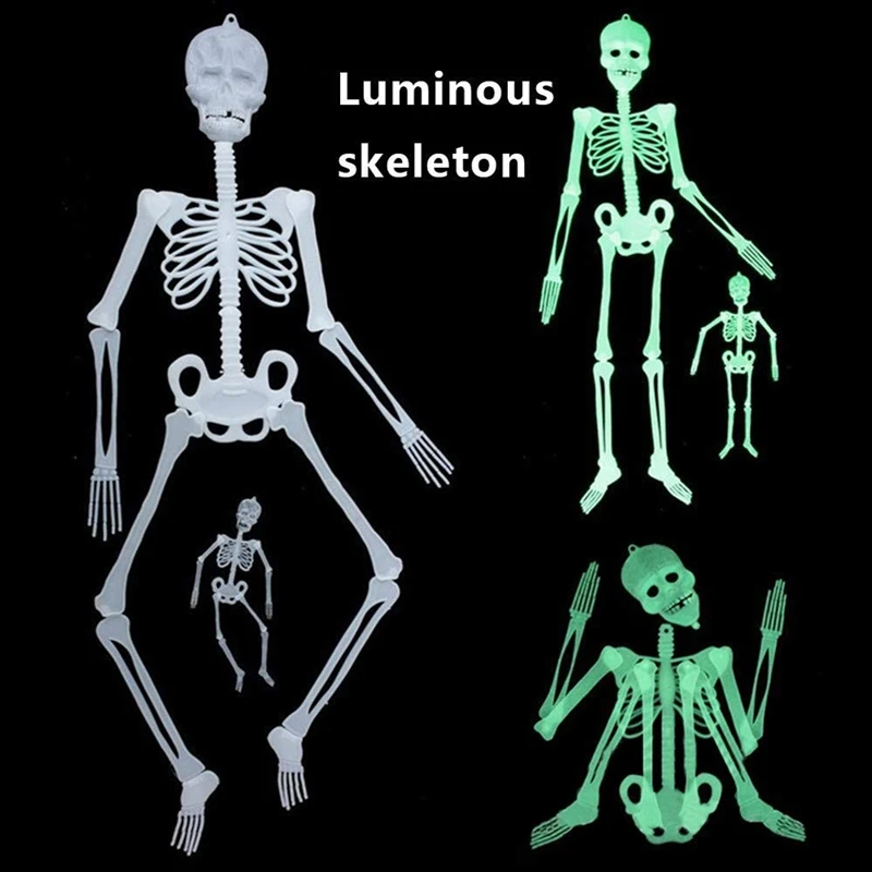 Green Hanging Skeleton Halloween fluorescent 32cm Luminous Decoration Party Scary Skull Decor | Дом и сад