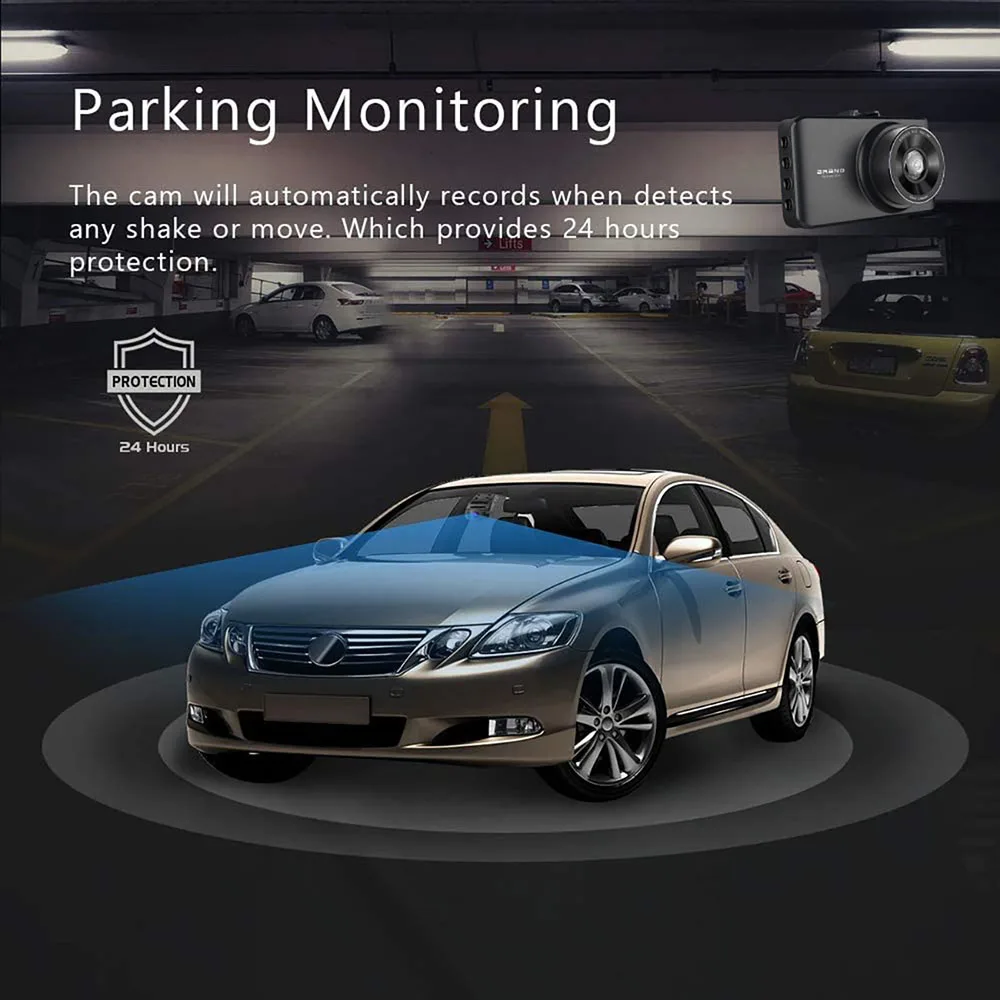 $55.39 4K Dash Cam Dual Lens UHD RecordingCar Camera DVR Night Vision GPS Wi-Fi G-Sensor Motion Detection Car Video Recorder 1080P Rear