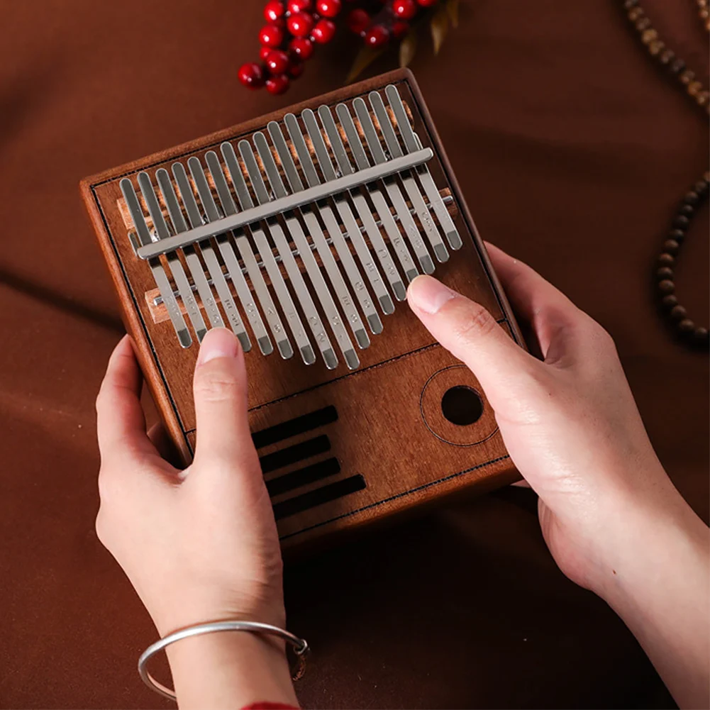 

With Tuning Mallet Wooden Professional Portable 17 Key Finger Board Children Gift Handheld Musical Instrument Thumb Piano Mini
