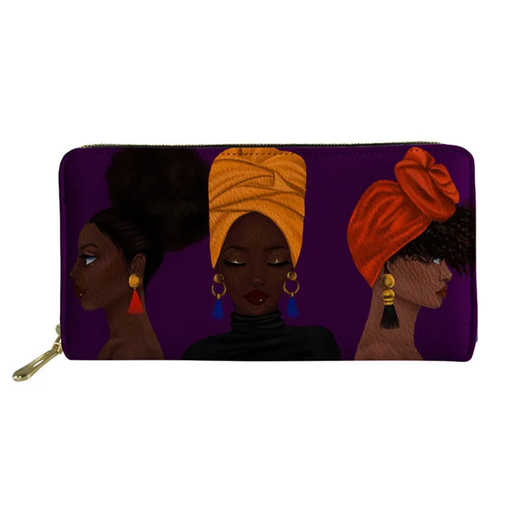 Nopersonality черные женские кожаные кошельки в Африканском и американском стиле Art Afro кошелек для девочек длинный женский держатель для кредитных карт Сумочка розовая - Цвет: Z5260Z21