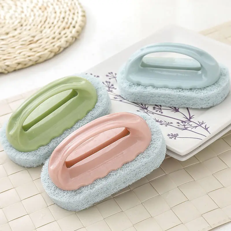 

New Plastic Handheld Sponge Kitchen Cleaning Bathtub Ceramic Tile Glass Wc Brush Sponge Durable Wall Cleaner 2021