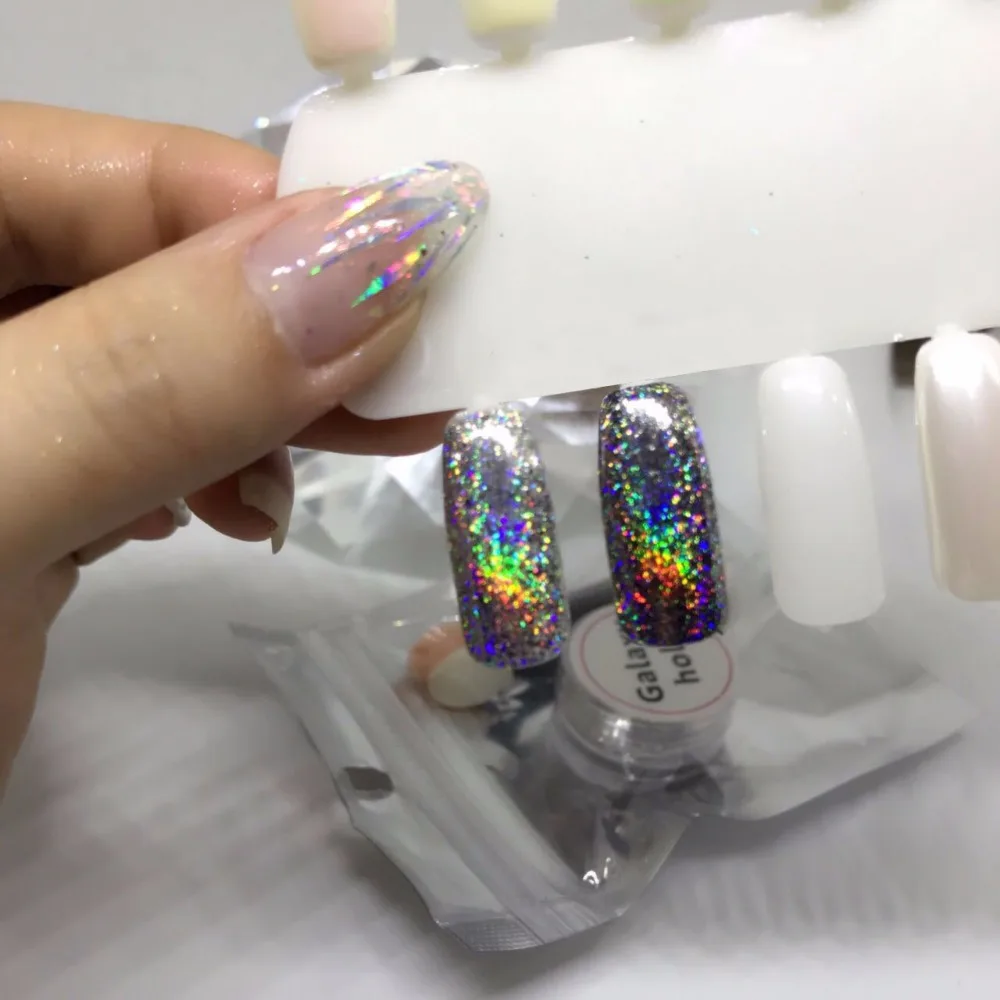 HK4477 2KLK опт самая низкая цена 0 2 gram/box лазером шелушится Galaxy голой хлопья Bling ногтей