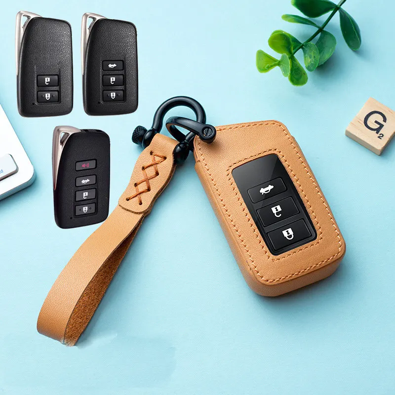 

Leather Car Key Cover Case FOB for Lexus NX GS RX IS ES GX LX RC 200 250 350 LS 450H 300H Key Case Keyring Ring Accessories