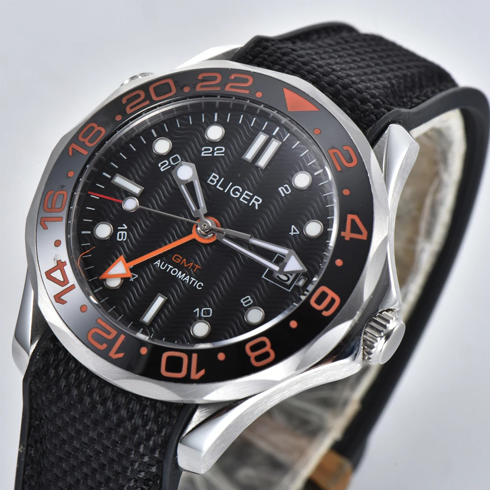 BLIGER41MM мужской черный циферблат керамический Безель автоматические механические