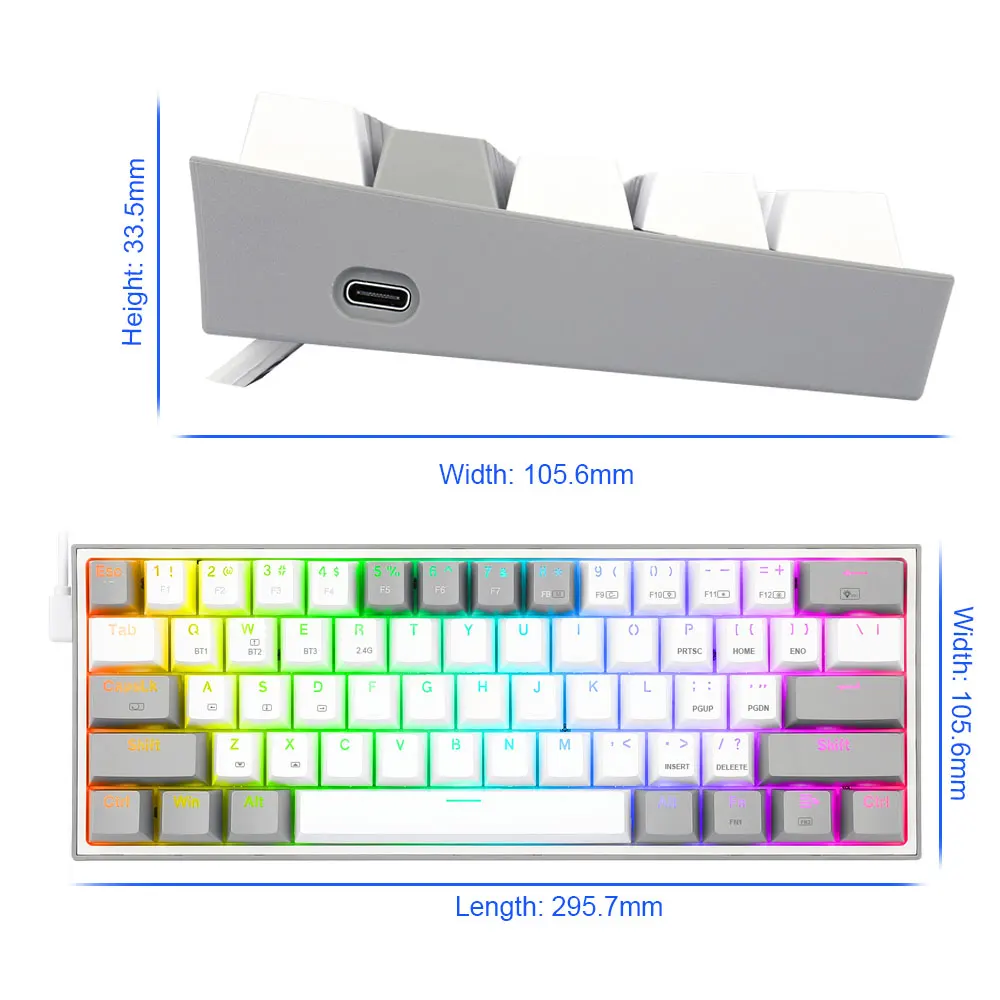 REDRAGON Fizz Pro RGB USB Поддержка Bluetooth беспроводной 2 4G 3 режима Механическая игровая