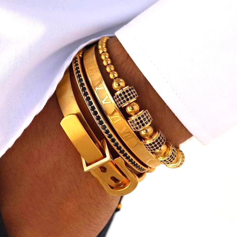 Мужской браслет с римскими цифрами из титановой стали | Украшения и аксессуары