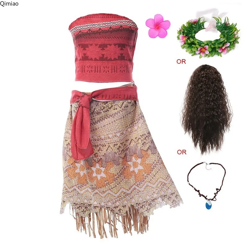 Moana Adventure Outfit Girls Summer Vaiana Fancy Dress Up Clothes Children Birthday Party Photography Princess Costume