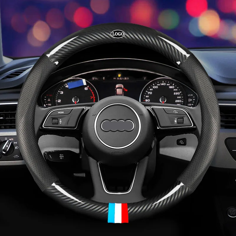 

Car Carbon Fiber Steering Wheel Cover 38cm for Audi All Models A1 A3 A4 A5 A6 A7 A8 Q3 Q5 Auto Interior Accessories Car styling