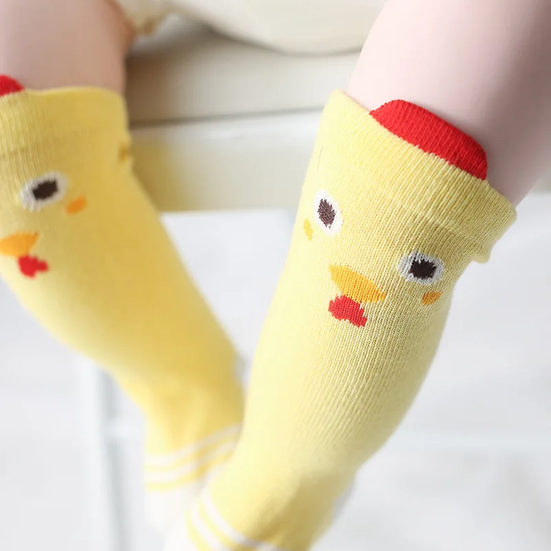 

Весенние хлопковые детские носки Мультяшные носки с стерео ушками нескользящие носки для пола носки до колена для малышей теплые длинные н...