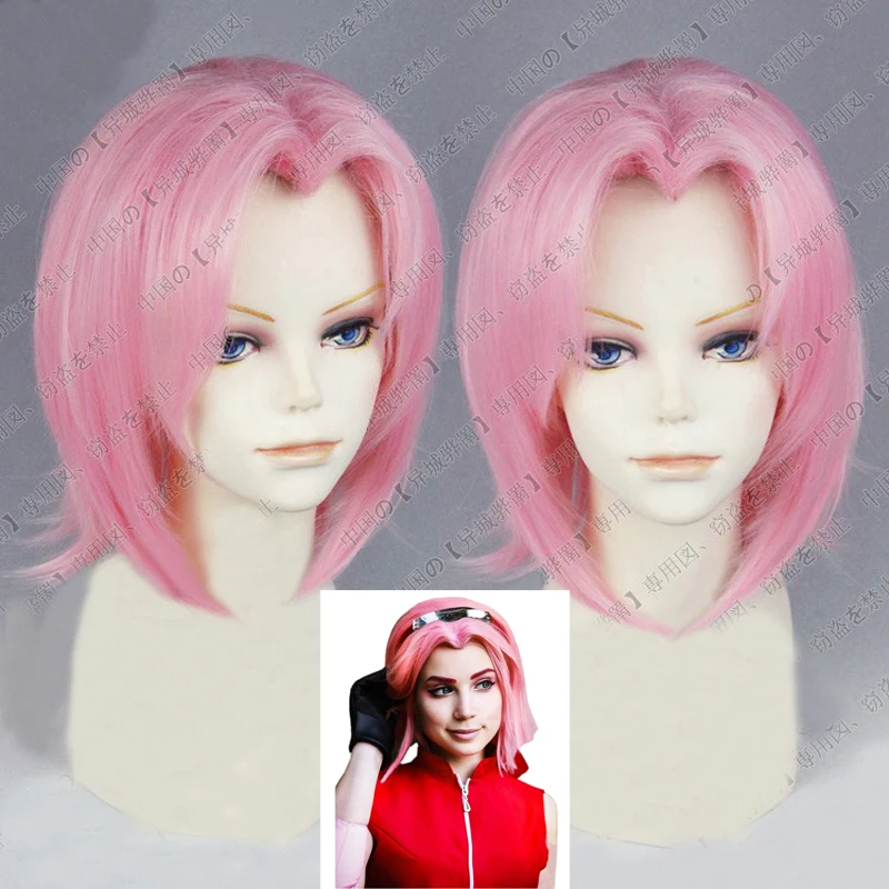 Короткие Розовые волосы в стиле Haruno Sakura термостойкий косплей костюм парик + трек