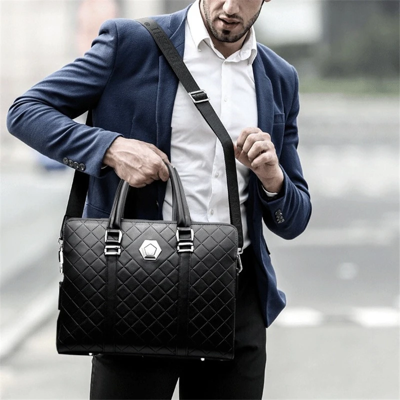 Men's Anti theft Laptop Briefcase New Brand Genuine Leather Handbag Shoulder Bag Designer Crossbody Bag Male Business Travel Bag