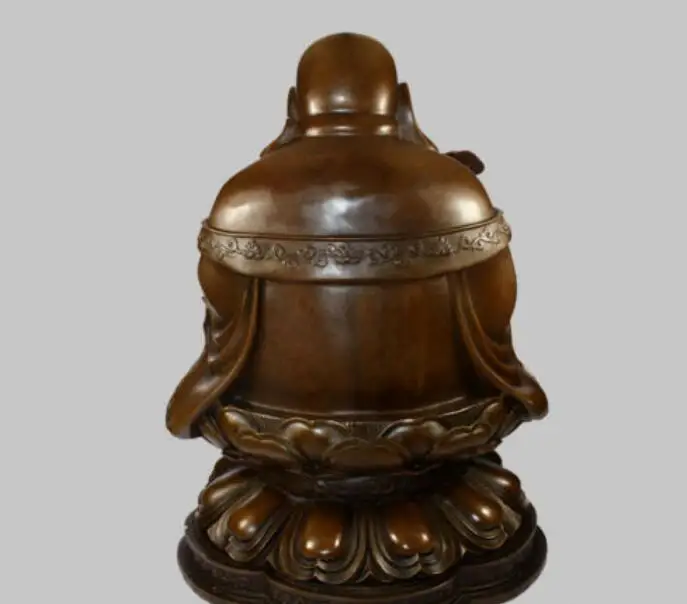 Статуя медная 19 &quotКитайская бронза Буддизм счастливый Майтрейя Будда сидящий