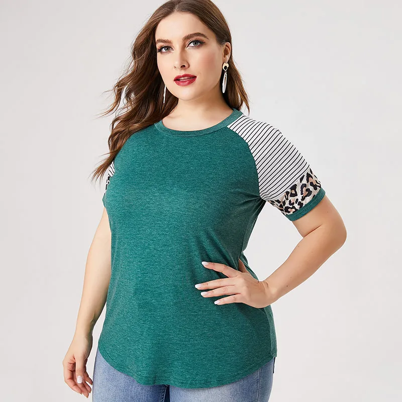 MK 2020 Летняя женская футболка и топы размера плюс модные женские контрастные