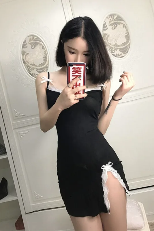 Женское хлопковое Ночное платье без рукавов с разрезом Мини Ночная рубашка