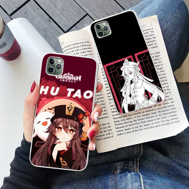 

genshin impact HuTao Phone Case Candy Color for iPhone 6 6S 7 8 11 12 XS X SE 2020 XR mini pro Plus MAX mobile bags Soft coque