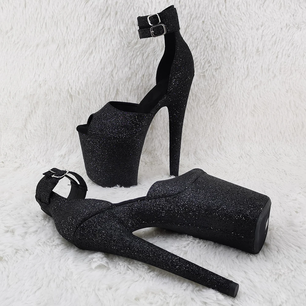 

Leecabe 20cm/8inches glitter material platform high heel sandals disco party pole dance shoes
