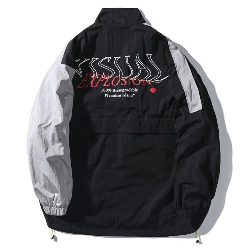 

High quality men jackets coats autumn oversize hip hop loose fit plus size homme coats outerwear back zipper big pockets