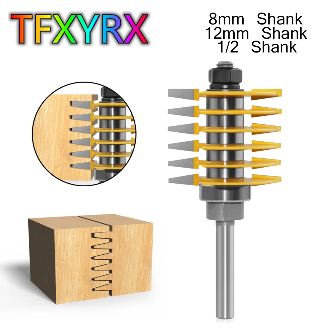 

1pc 8mm 12mm 1/2inch Shank Finger Joint Milling Cutter for Wood Engraving Machine Router Bit Tenon Knife Woodworking Tools