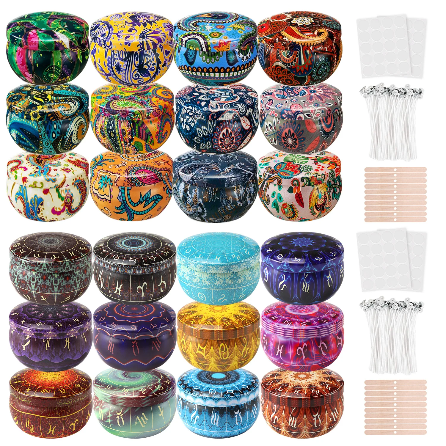 12 шт. 2 5 унций пустые жестяные свечи коробка банки контейнер + 50 фитилей наклеек