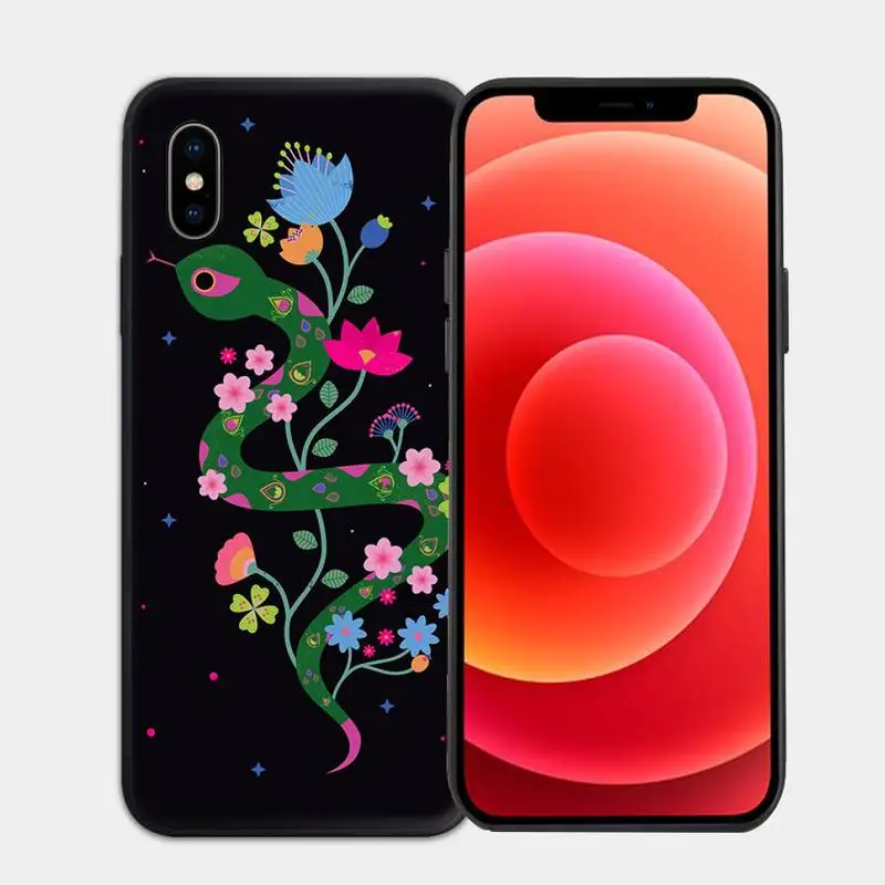 

Hand animal Snake Flower Phone Case for iphone 6s 7 8 plus xr xs 11 12pro max mini case