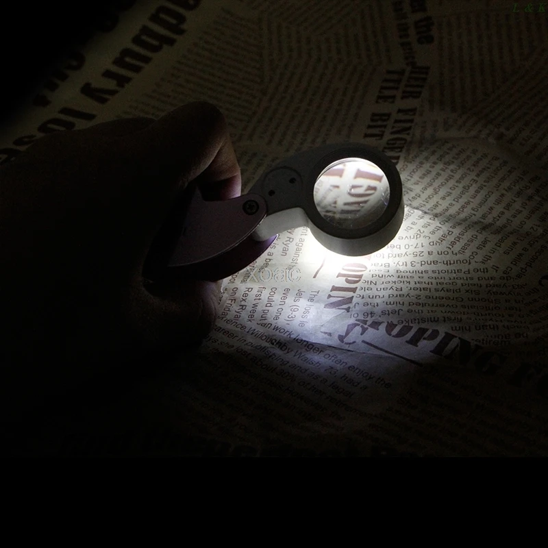 Увеличительное стекло 40X 25 мм лупа для ювелирных изделий со светодиодный