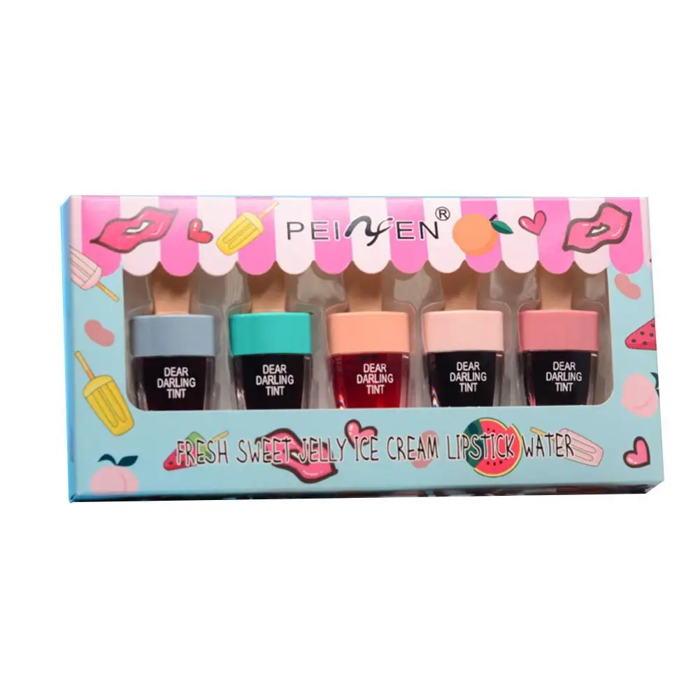 5 шт./компл. милый Жидкий блеск для губ в Корейском стиле с мороженым водостойкий