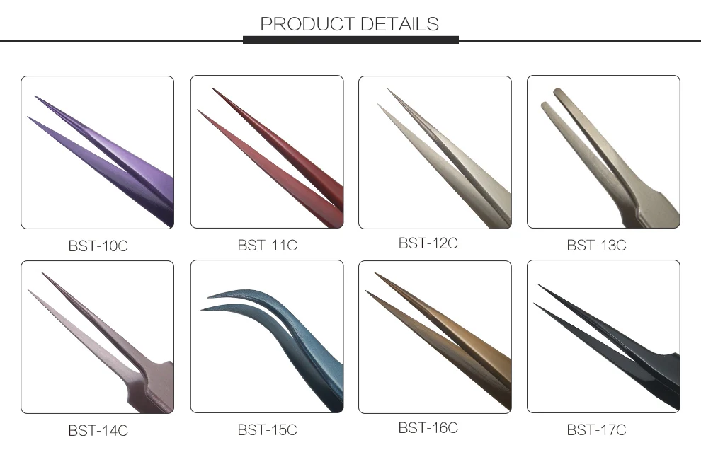 Пинцет для наращивания ресниц лучшие красочные из нержавеющей стали