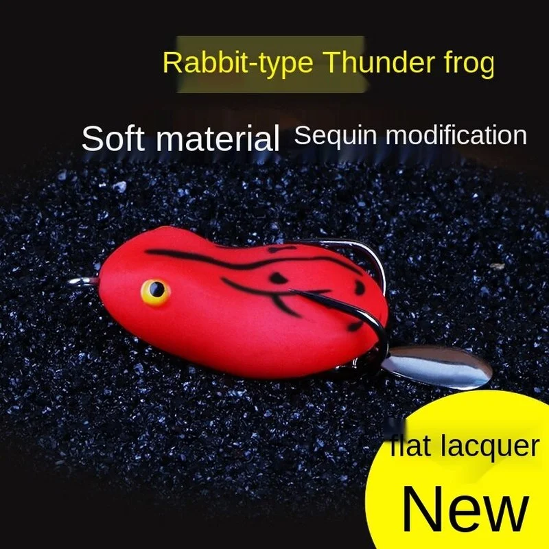 

Japan Fishing Lure Soft Artificial Silicone Bait 2021 New Modified Bionic Frog Double Hook Thunder Frog Black Bait Lure Wobblers