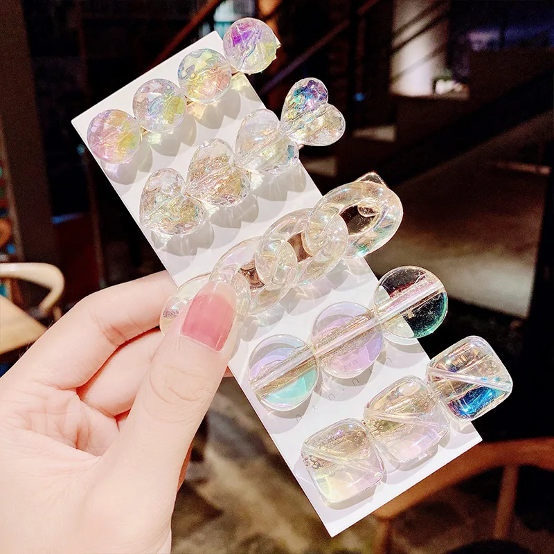 Романтическая Заколка-пряжка в форме сердца прозрачные боковые заколки для