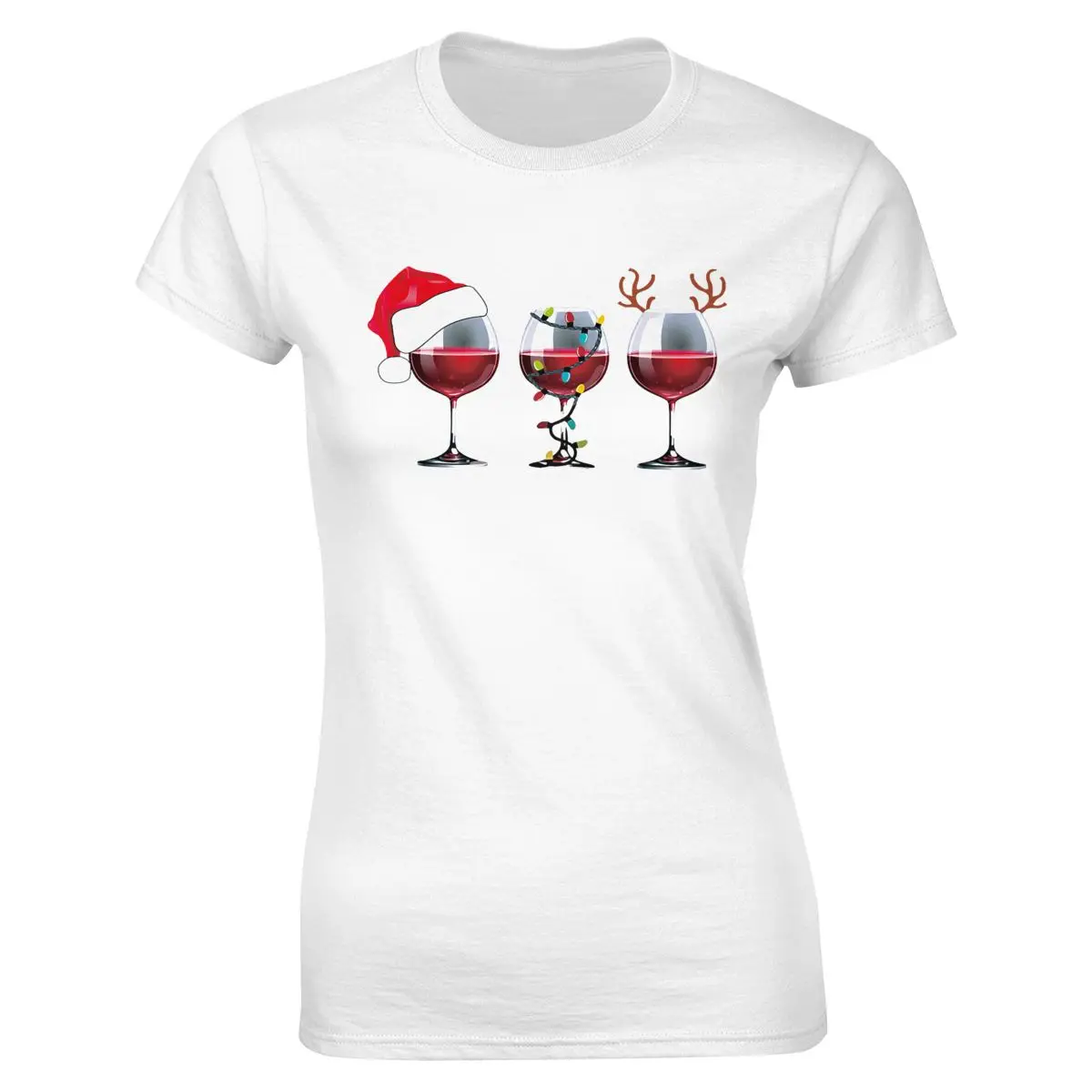 Женские футболки в рождественском стиле Забавный Рождественский бокал для вина