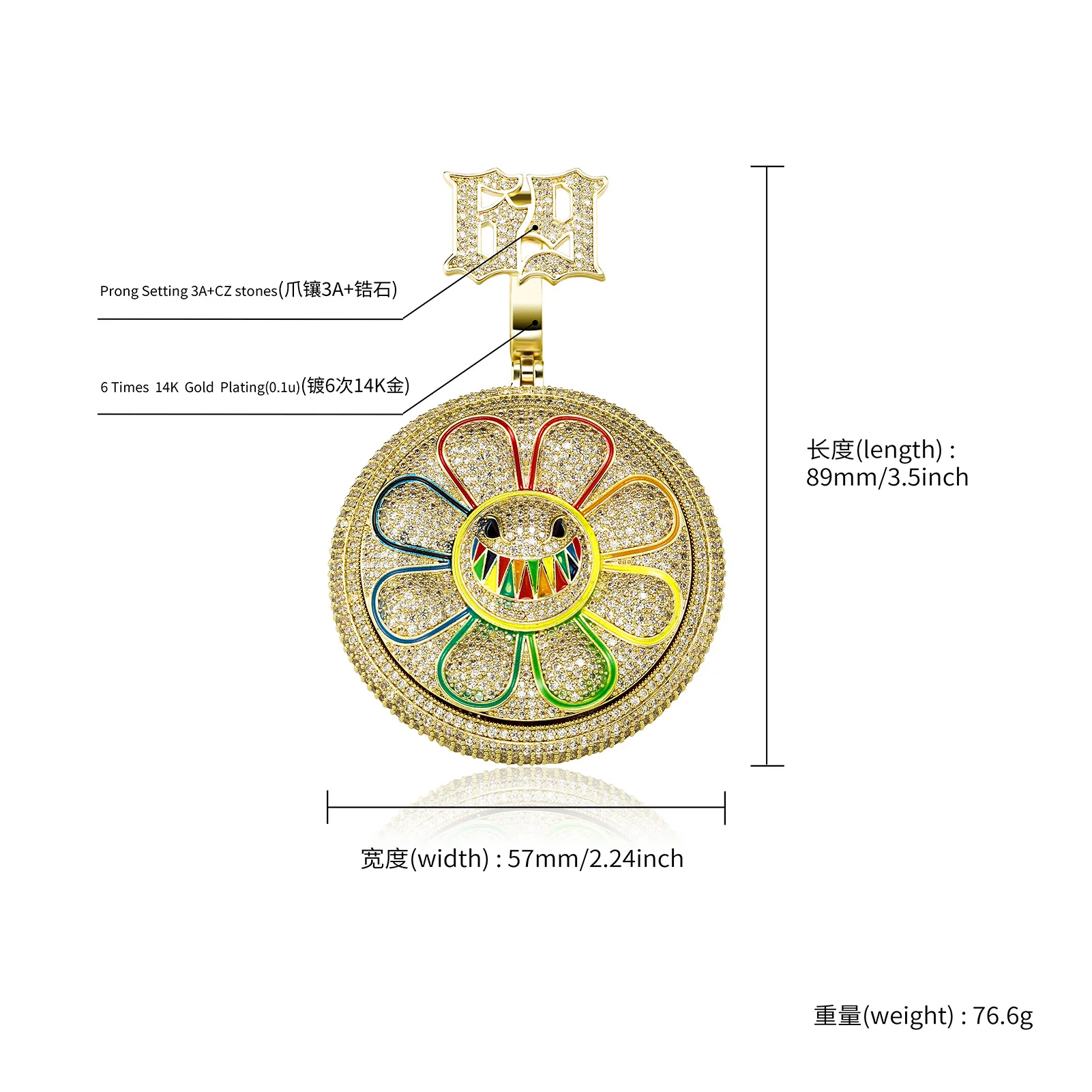 Ожерелье мужское в стиле хип-хоп поворотное колье с круглыми подвесками виде