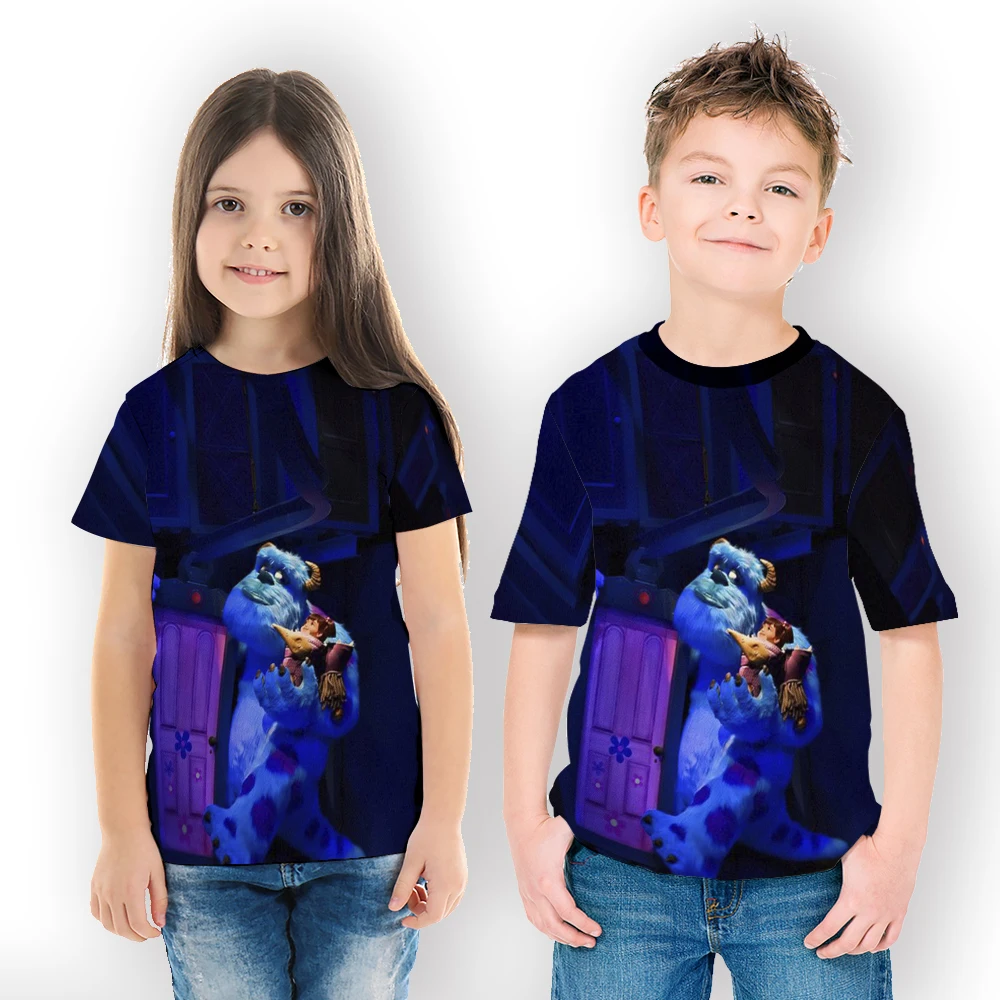 

Sales Movie Cartoon Characte Girl Clothes 3D Printed Monster university Boys Clothes T-shirt Loose Cute Short Sleeves
