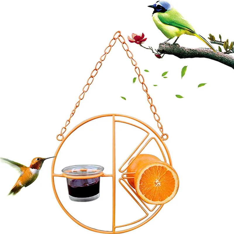 

Metal Hanging Oriole Bird Feeder with Fruit Holder Removable Drink Glass Hummingbird Feeder for Outdoor Garden Courtyard Hot