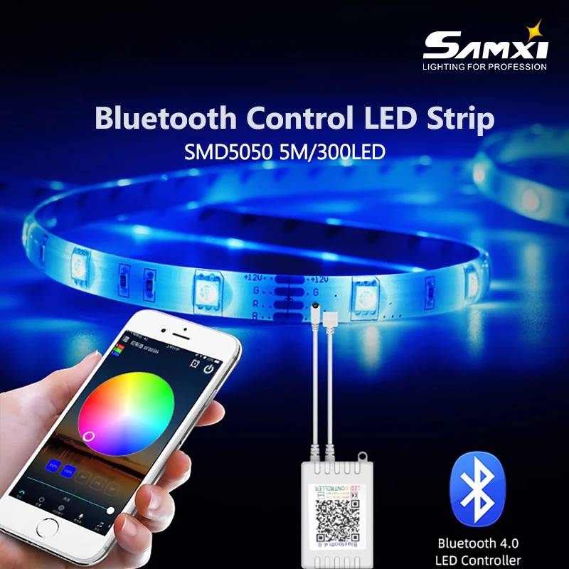 Светодиодная лента с Bluetooth 12 В RGB 2835 1 м/54 светодиода гибкая водонепроницаемая 5 м/10