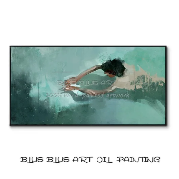 Swimming Painting A Картина импрессионистской стены Художественная Чистая ручная роспись мужчины и женщины плавание масляная живопись на холсте Абстрактная плавание масляная живопись - Цвет: Swimming Painting A