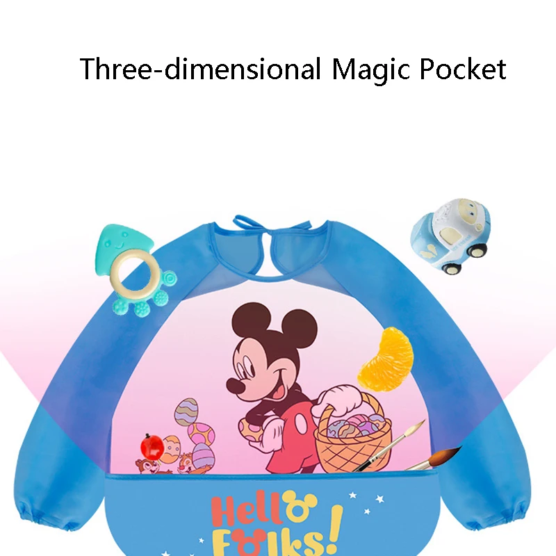 

Disney Baby Cartoon Dinner Gown Children Waterproof Soft Anti-dirty Bib Long-sleeved Machine Washable Dropshiping
