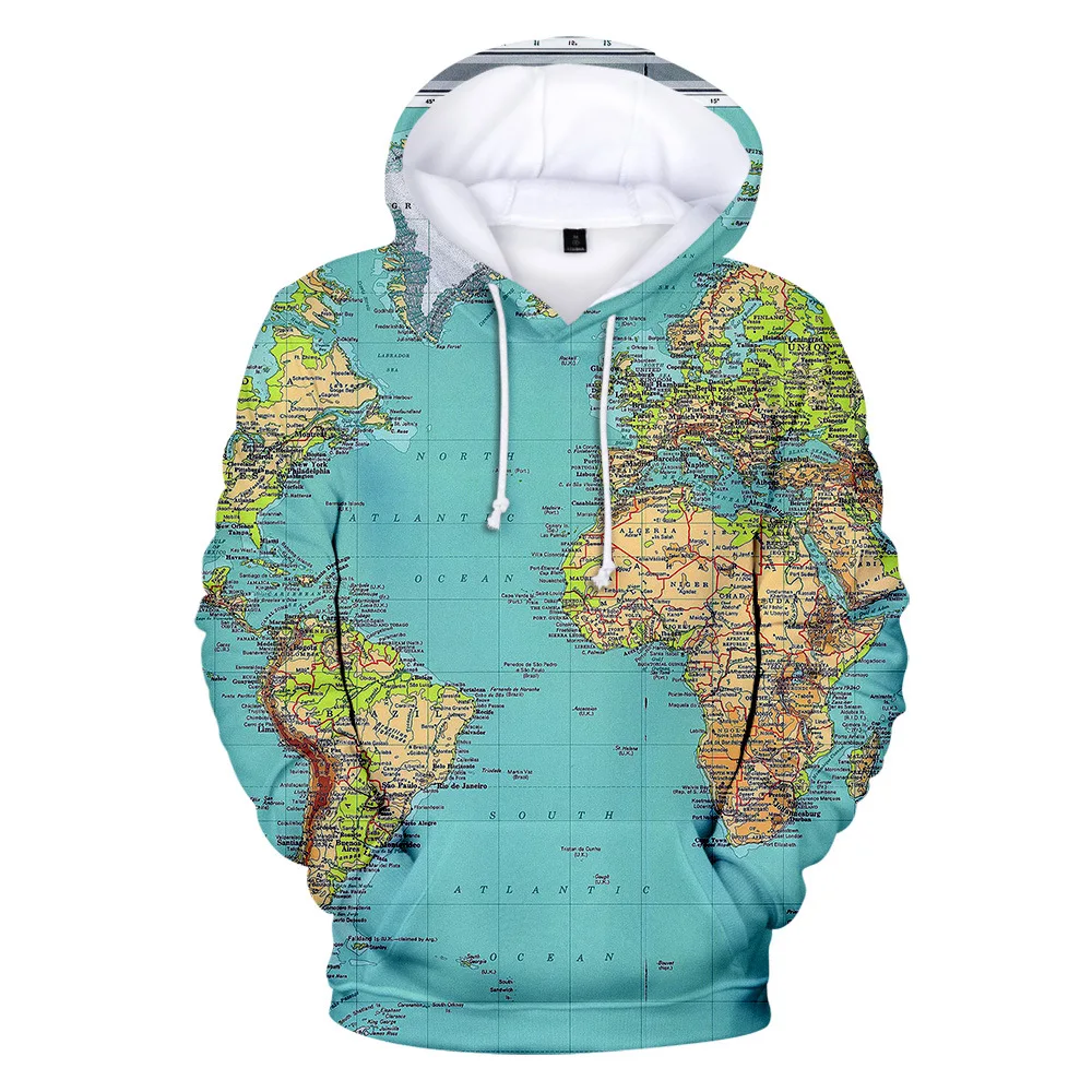 

2021 New 3D Printed World Map Men Hoodies Women Pullover Hooded Streetwear Hip Hop Sweatshirts Boys Girls Casual Cosplay Hoodies