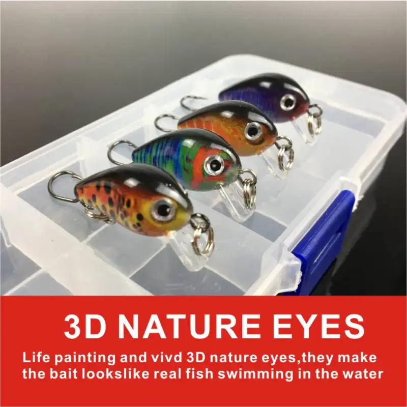 

OLOEY 10pcs/box Floating Artificial Hard Bait with Single Hooks Mixed Colors 30mm Trout Crankbait Bass Pike Japan Fishing Tackle