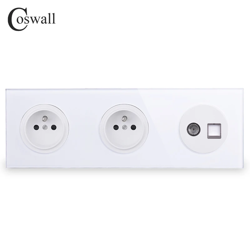 Стеклянная панель Coswall с двойным французским стандартом настенная розетка +