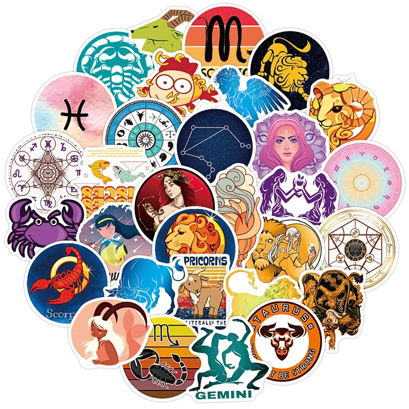 

10/50pcs/set Anime Twelve Constellation Galaxy Stickers 3-4 CM Waterproof Graffiti Sticker For Laptop Phone Vsco Car Sticker