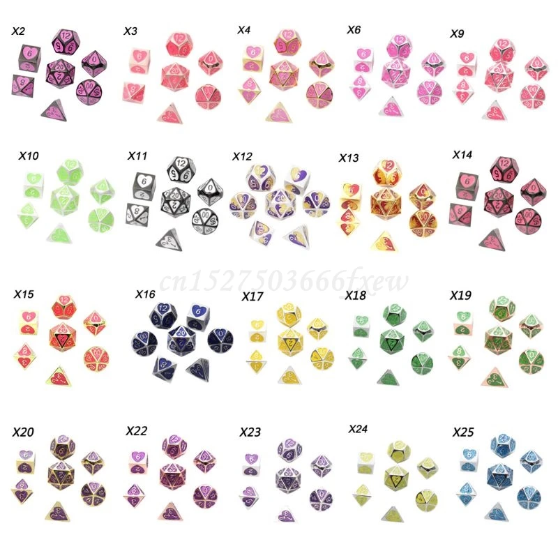 

Новый металлический набор игральных костей DND, настольная игра, 7 шт., многогранные кости для подземей, ролевая игра и обучение математике