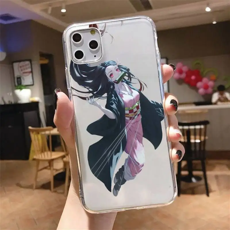 

Kimetsu No Yaiba Demon Slayer Anime Phone Case Transparent for iPhone 6 7 8 11 12 s mini pro X XS XR MAX Plus cover funda shell