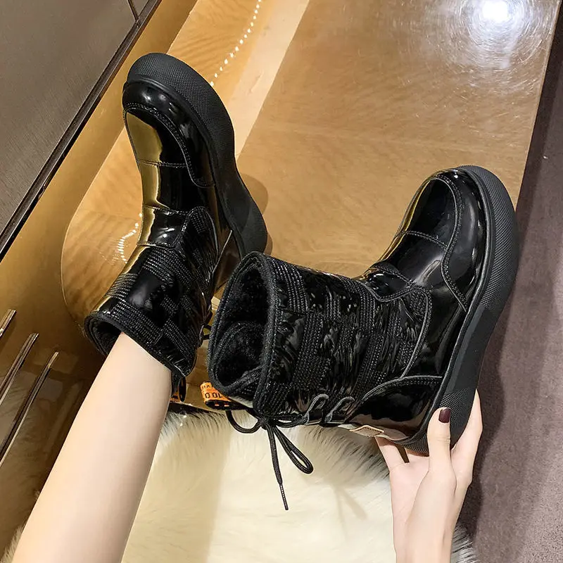 2022 New Korean Fashion Winter Snow Boots Thickened Warm Boots Women's Cotton Shoes Middle Tube Leisure Waterproof Antiskid